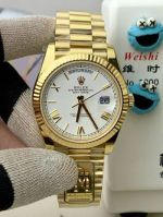 DD 2836/3255 Movement Gold with White Face President Band Fluted Bezel Rolex Watch